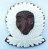 BP259 white Galalith & wood Eskimo pin